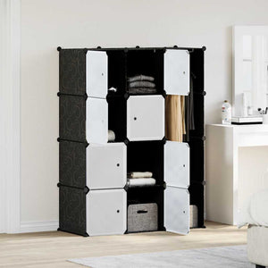 vidaXL Modular Wardrobe with 9 Compartments 109x36.5x143cm Black and White