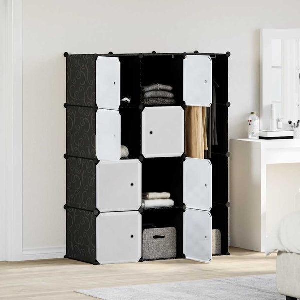 vidaXL Modular Wardrobe with 9 Compartments 109x36.5x143cm Black and White