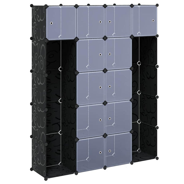 vidaXL Modular Wardrobe with 14 Compartments Black/White 37x146x180.5cm
