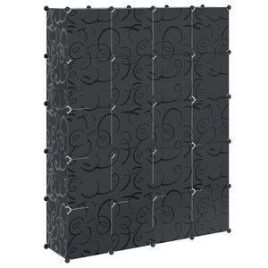 vidaXL Modular Wardrobe with 14 Compartments Black/White 37x146x180.5cm
