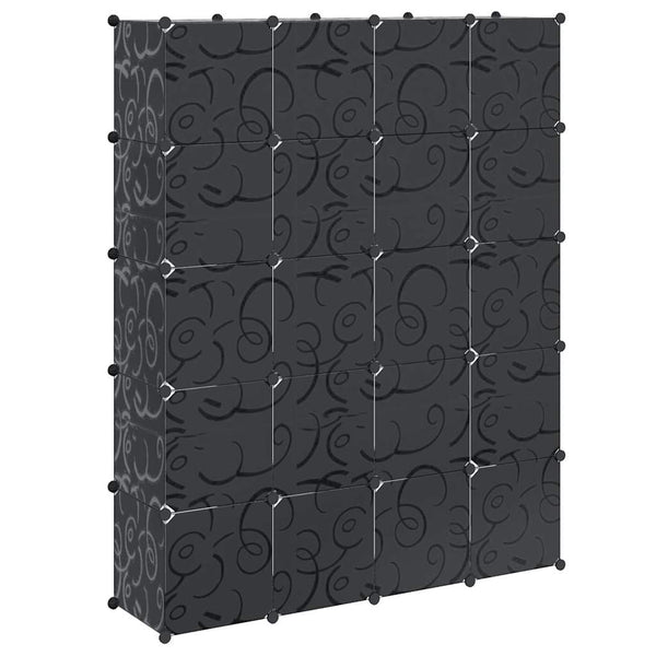 vidaXL Modular Wardrobe with 14 Compartments Black/White 37x146x180.5cm