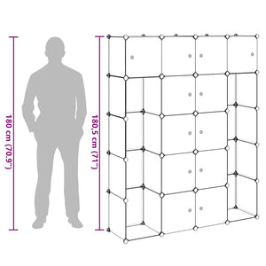 vidaXL Modular Wardrobe with 14 Compartments Black/White 37x146x180.5cm