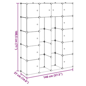 vidaXL Modular Cabinet with 14 Compartments White 37x146x180.5 cm