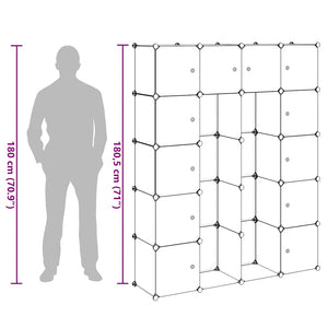 vidaXL Modular Cabinet with 14 Compartments White 37x146x180.5 cm