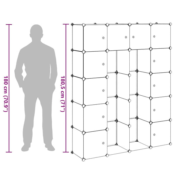 vidaXL Modular Cabinet with 14 Compartments White 37x146x180.5 cm