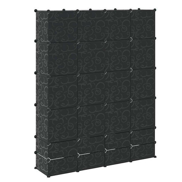 vidaXL Modular Wardrobe with 18 Compartments Black/White 37x146x180.5cm