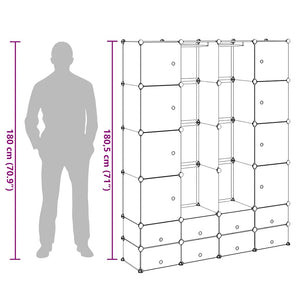 vidaXL Modular Wardrobe with 18 Compartments White 37x146x180.5 cm