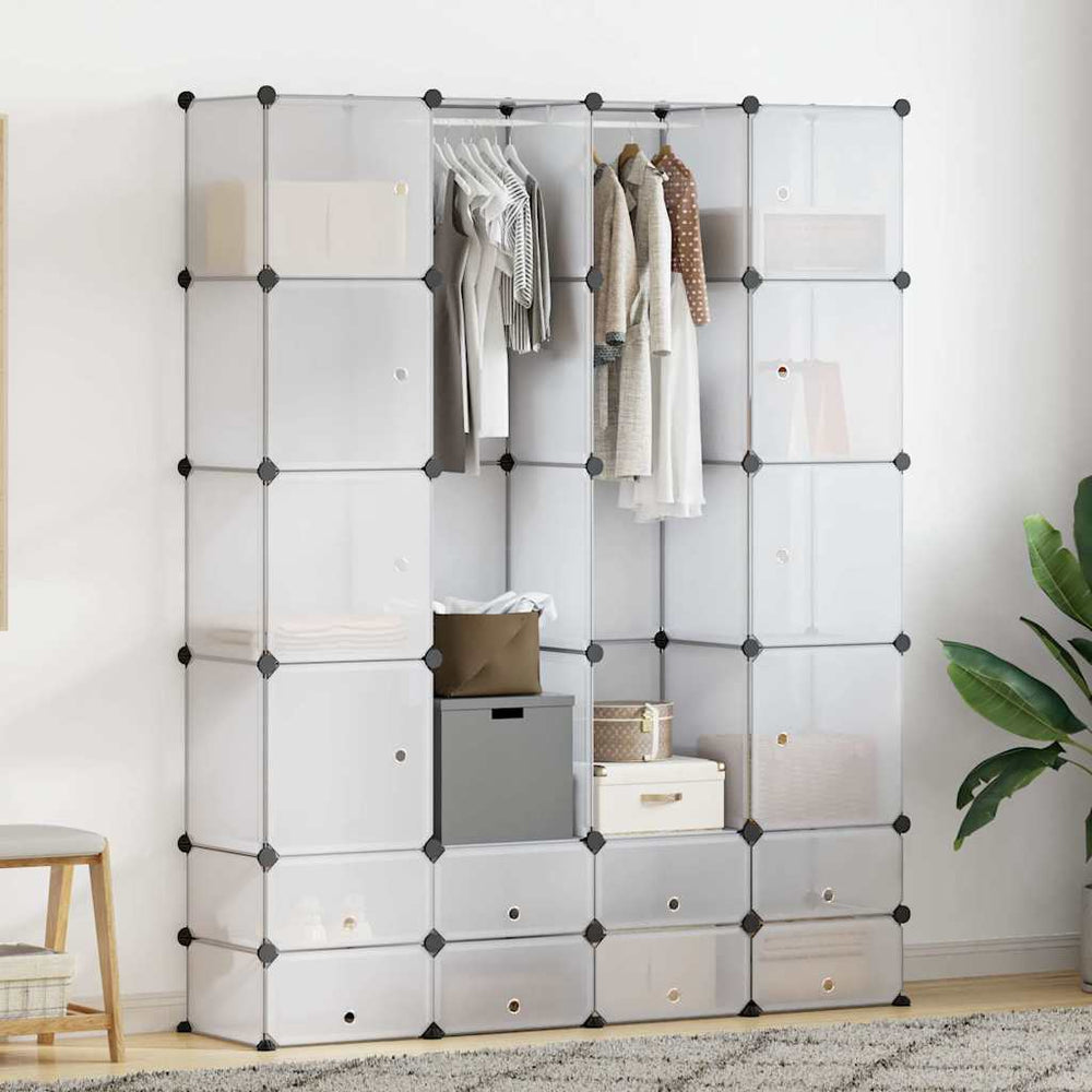 vidaXL Modular Wardrobe with 18 Compartments White 37x146x180.5 cm