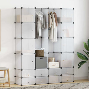 vidaXL Modular Wardrobe with 18 Compartments White 37x146x180.5 cm
