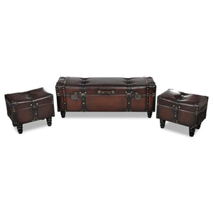 vidaXL Storage Trunk Set 3 pcs Brown