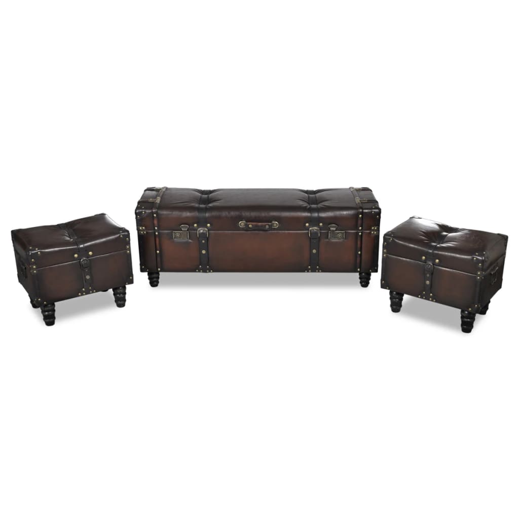 vidaXL Storage Trunk Set 3 pcs Brown