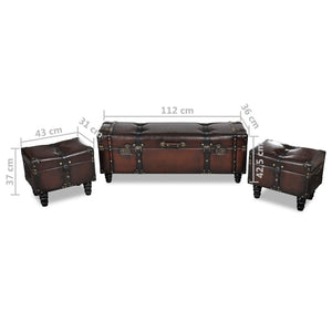 vidaXL Storage Trunk Set 3 pcs Brown