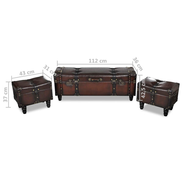 vidaXL Storage Trunk Set 3 pcs Brown