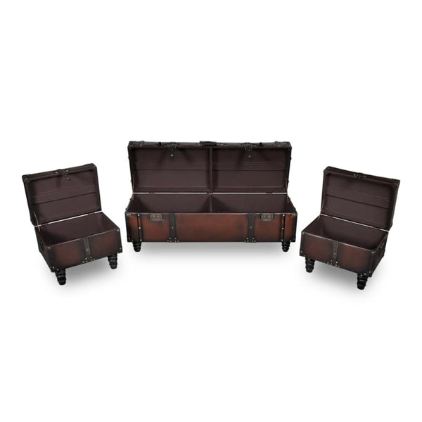 vidaXL Storage Trunk Set 3 pcs Brown