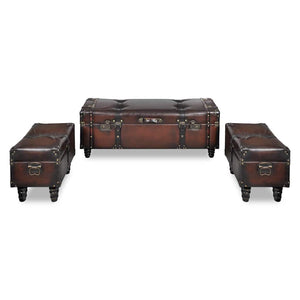 vidaXL Storage Trunk Set 3 pcs Brown