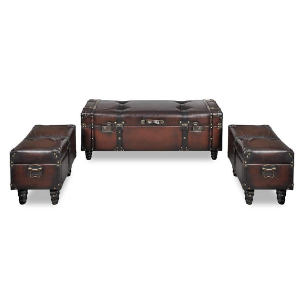 vidaXL Storage Trunk Set 3 pcs Brown