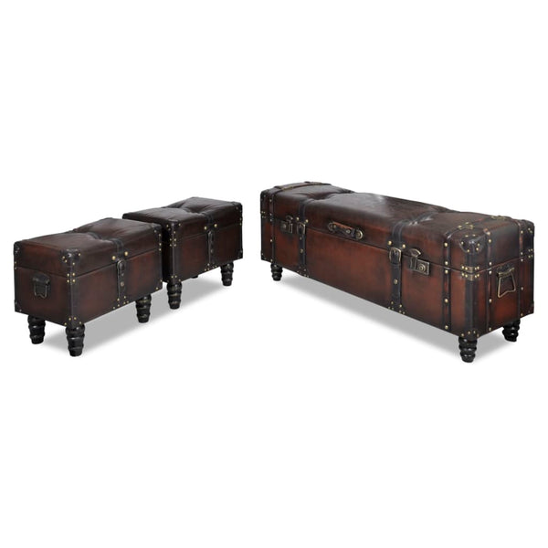 vidaXL Storage Trunk Set 3 pcs Brown