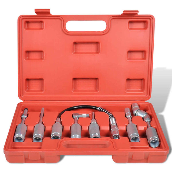 Grease gun adapter, 7-piece set, armored hose
