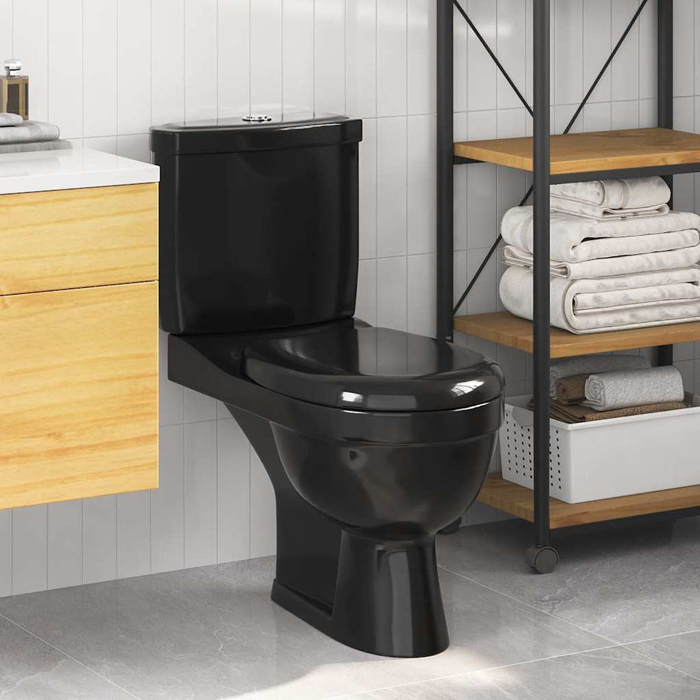 vidaXL Toilet with Cistern Black