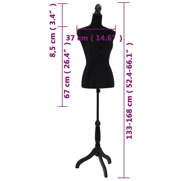 Female Bust Tailor's Dummy Bust Torso Draped Mannequin Black