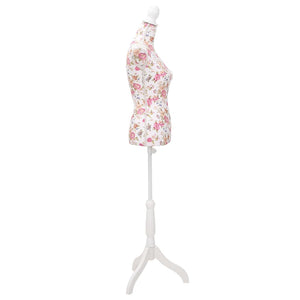 Women's Bust Dressmaker Dummy Mannequin Torso Cotton White Rose
