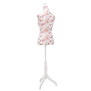 Women's Bust Dressmaker Dummy Mannequin Torso Cotton White Rose