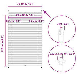 vidaXL Blackout Pleated Blind 70×125 cm White