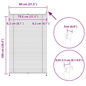 vidaXL Blackout Pleated Blind 80x100 cm White
