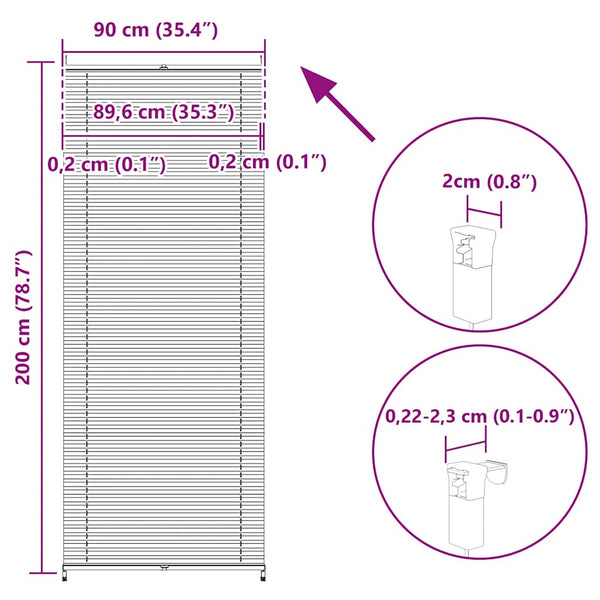 vidaXL Blackout Pleated Blind 90x200 cm White