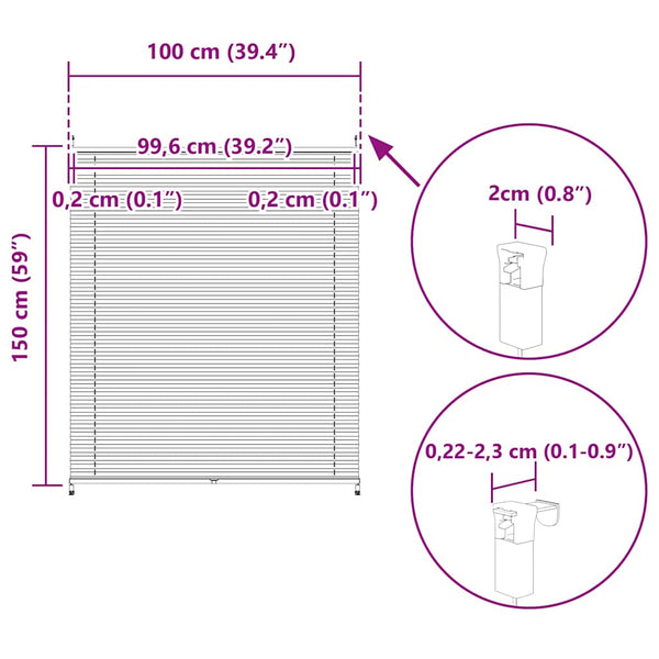 Pleated Blind Roller Blind Pleated Roller Blind 100x150cm White