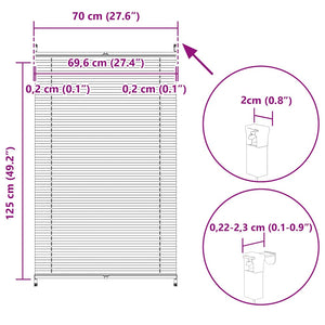 Pleated Blind Roller Blind Pleated Roller Blind 70x125cm Cream