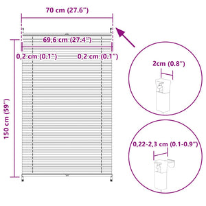 Pleated Blind Pleated Roller Blind 70x150cm Cream