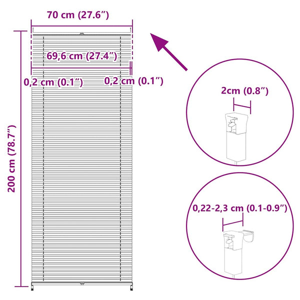 Pleated Blind Roller Blind Pleated Blind 70x200cm Cream