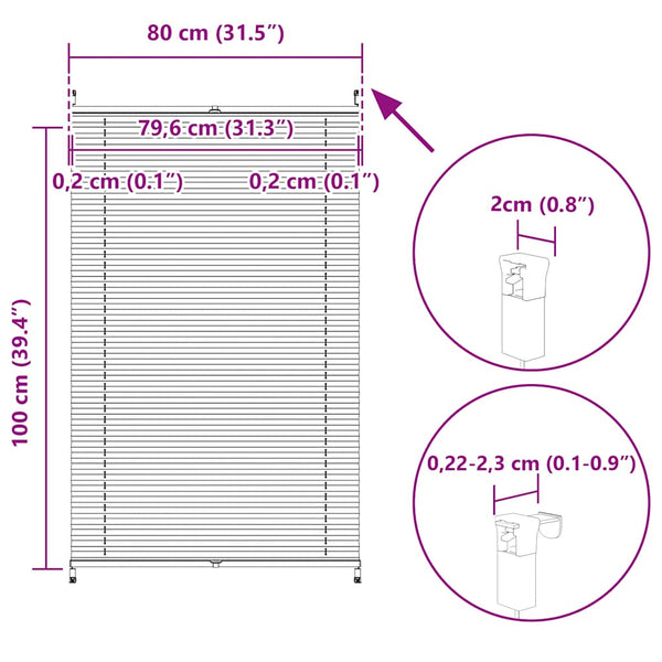 Pleated Blind 80x100cm Cream