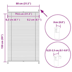 Pleated Blind Roller Blind Pleated Roller Blind 80x150cm Cream
