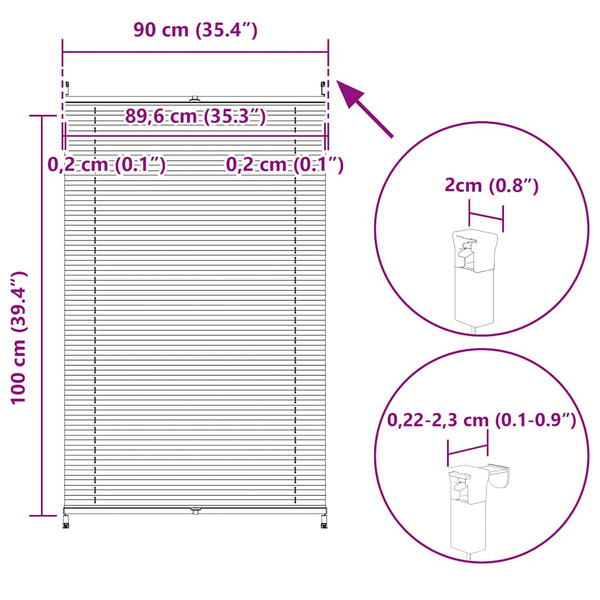 vidaXL Blackout Pleated Blind 90x100 cm Cream