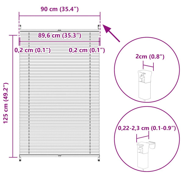 Pleated Blind Roller Blind Venetian Blind Clamp-On 90x125cm Cream