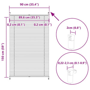 Pleated Blind Roller Blind Pleated Blind 90x150cm Cream