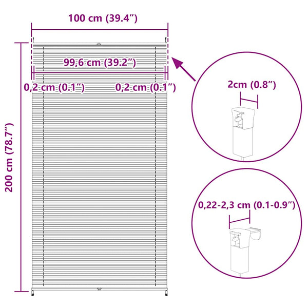 Pleated Blind Pleated Shade Pleated Roller Blind 100x200cm Cream