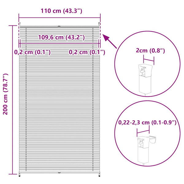 Pleated Blind 110x200cm Cream