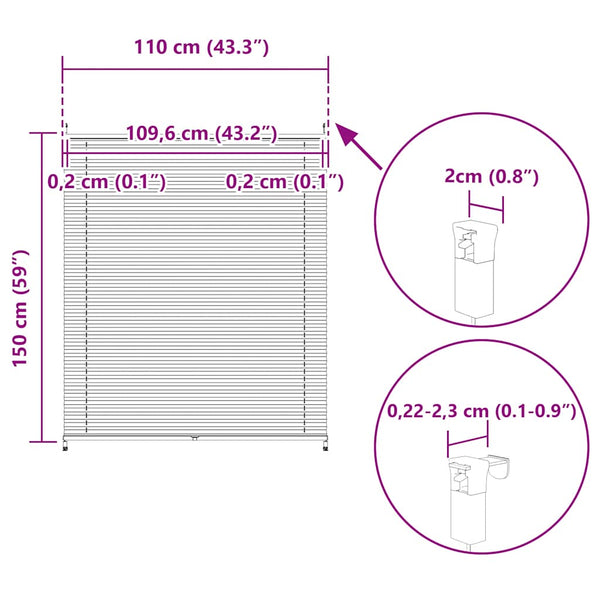 Pleated Blind 110x150cm White