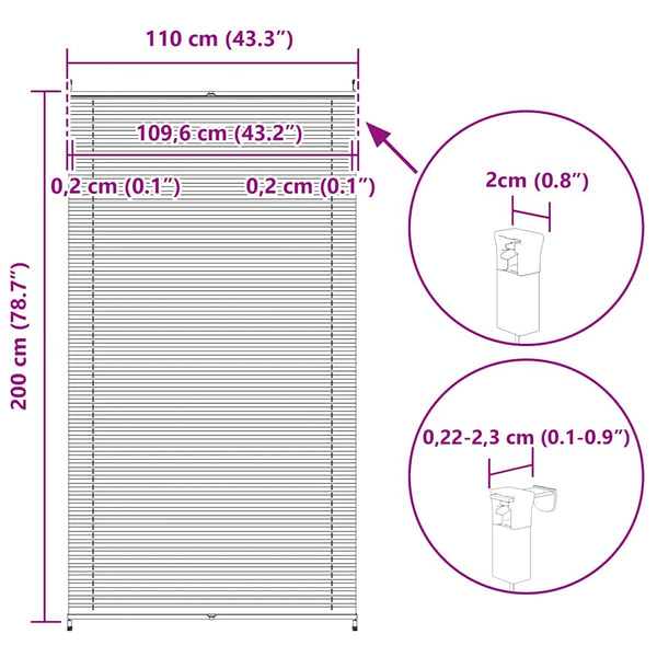 Pleated Blind Roller Blind Pleated Roller Blind 110x200cm White