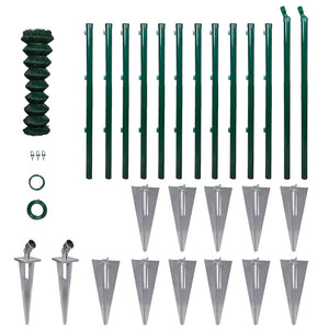 vidaXL Chain Link Fence with Posts and Ground Sleeves Steel 0.8x25 m