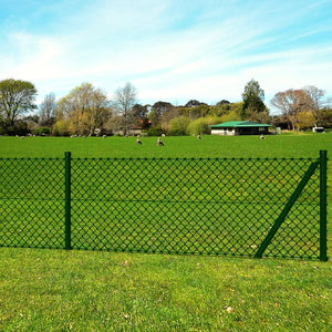 vidaXL Chain Link Fence with Posts and Ground Sleeves Steel 0.8x25 m