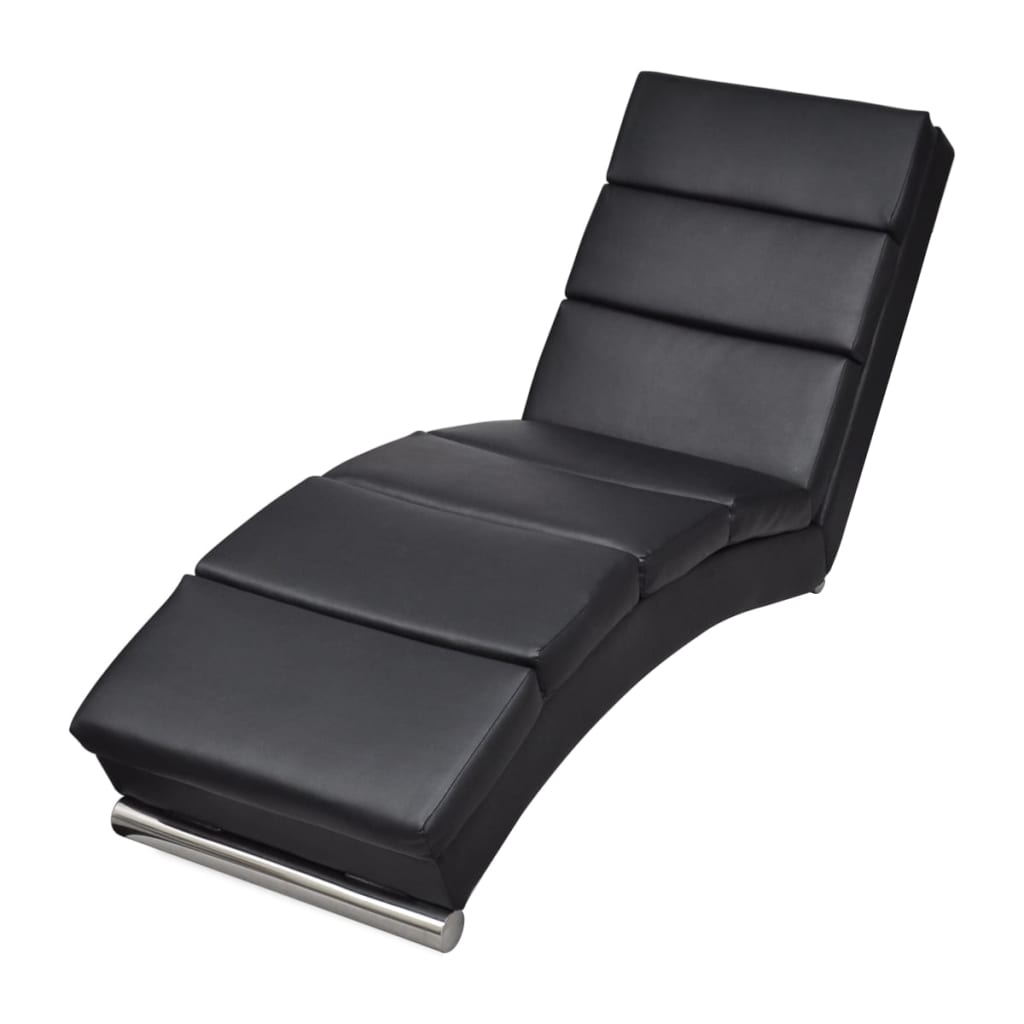 vidaXL Chaise Lounge Black Faux Leather
