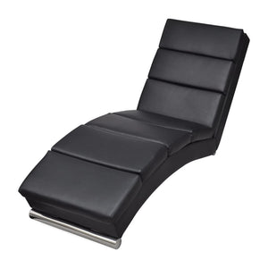 vidaXL Chaise Lounge Black Faux Leather