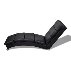 vidaXL Chaise Lounge Black Faux Leather