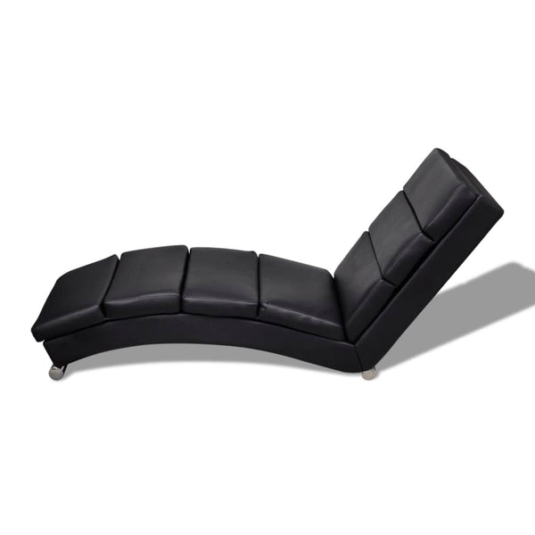 vidaXL Chaise Lounge Black Faux Leather
