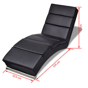 vidaXL Chaise Lounge Black Faux Leather