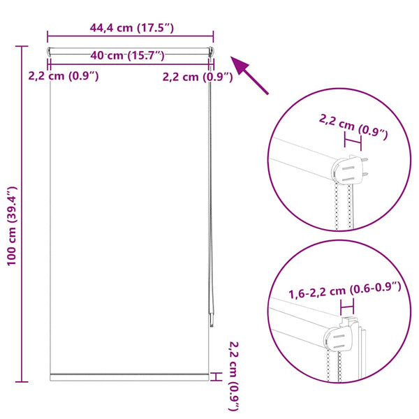 vidaXL Blackout Roller Blind 44.4 x 100 cm, Fabric Width 40 cm, Navy Blue
